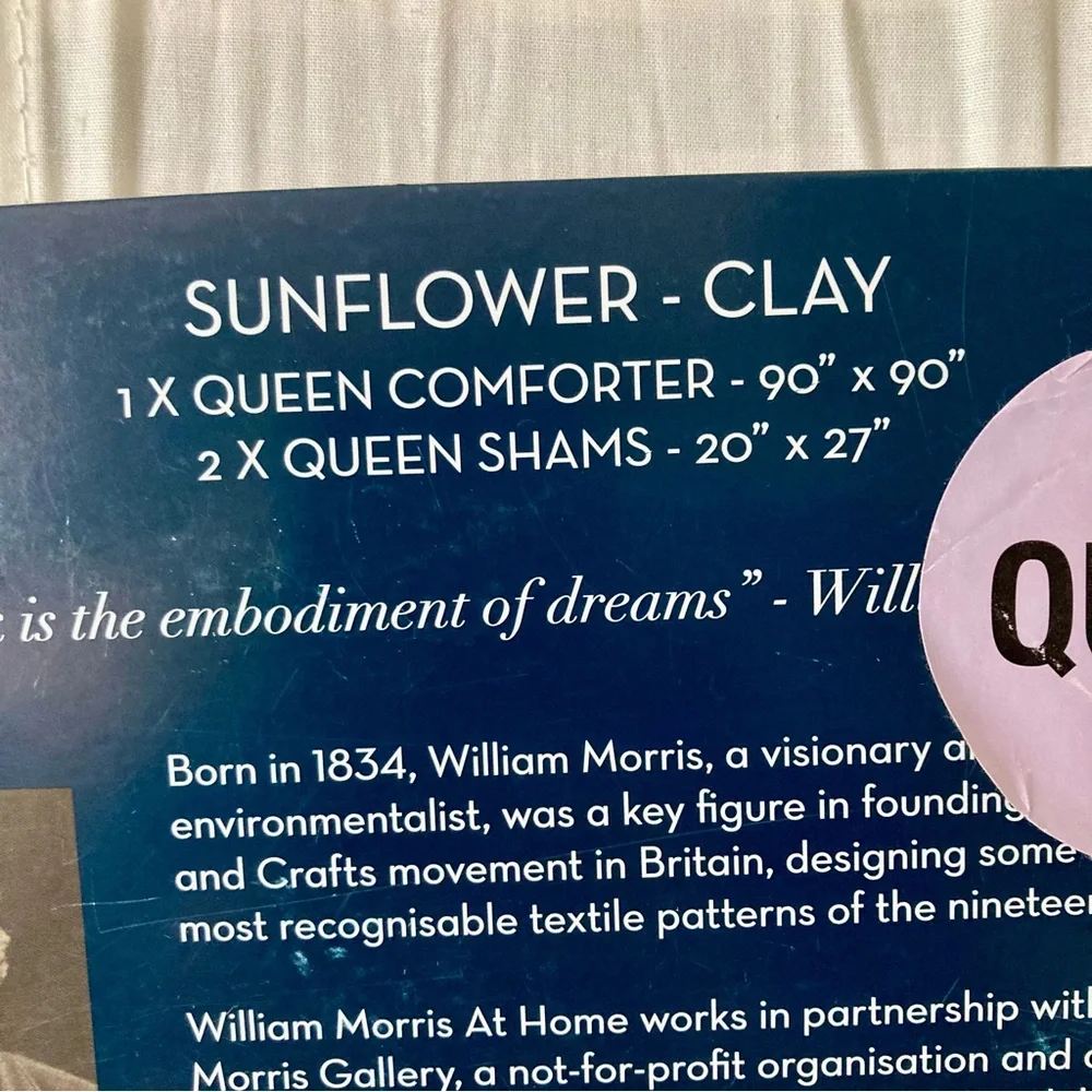 NWT William Morris- Home Sunflower Clay in Dusty Pink Floral Queen Comforter Set